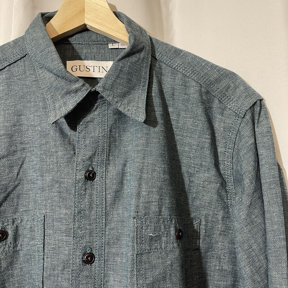 Gustin #92 Japan Twisted Yarn Workshirt Men Large - Blue
